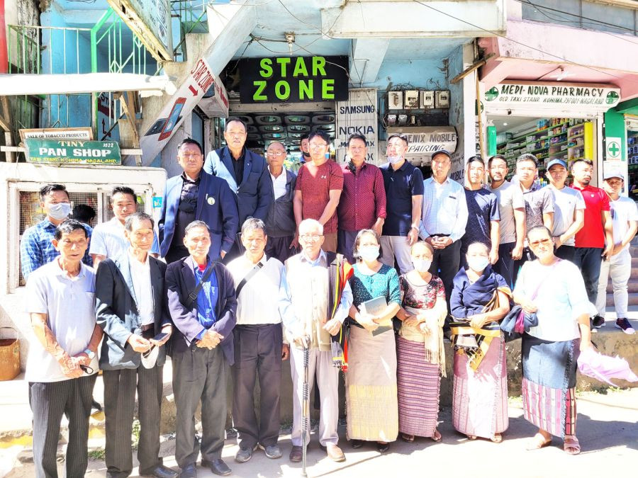 NNC Central Executive Council member Zapuvisie Lhousa with others during the observance of the Naga National Martyrs' Day on October 18.