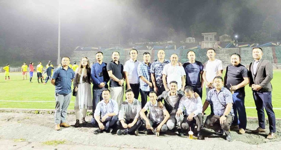 Officials of ASU and organizing committee of 21st NSF Martyr's Memorial Trophy 2021 inspect IG Stadium Kohima on October 1. (Morung Photo)