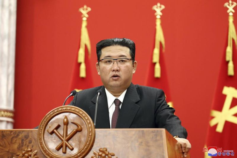 In this photo provided by the North Korean government, North Korean leader Kim Jong Un delivers a speech during an event to celebrate the 76th anniversary of the country’s Workers' Party in Pyongyang, North Korea on  October 10, 2021. Independent journalists were not given access to cover the event depicted in this image distributed by the North Korean government. The content of this image is as provided and cannot be independently verified. Korean language watermark on image as provided by source reads: "KCNA" which is the abbreviation for Korean Central News Agency. (AP Photo)