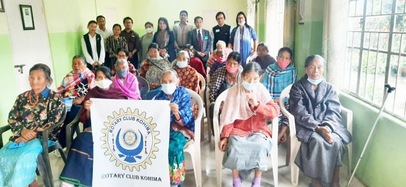 As part of Rotary International Dist-3240 Rtn Dr Mohan S Konwar, District Governor official visit to Rotary Club Kohima, the club visited Senior Citizen Home on October 29 where a brief programme was conducted led by President of Rotary Club Kohima, Rtn Kezhokhoto Savi. It was attended by rotarians of Rotary Club Kohima, DG, First Lady Asst DG. The DG Asst DG and charter president Rtn Dr Rosemary Dzüvichü addressed the occupants of the Home, consisting 20 women and three men. The Club donated several food items and toiletries.