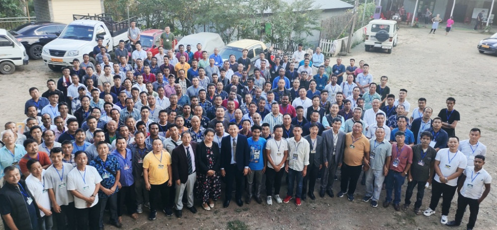 Resource persons and campers of Evangelistic Men’s Camp pose for camera at Koinonia Prayer Centre, Tsiesema Basa on October 16.