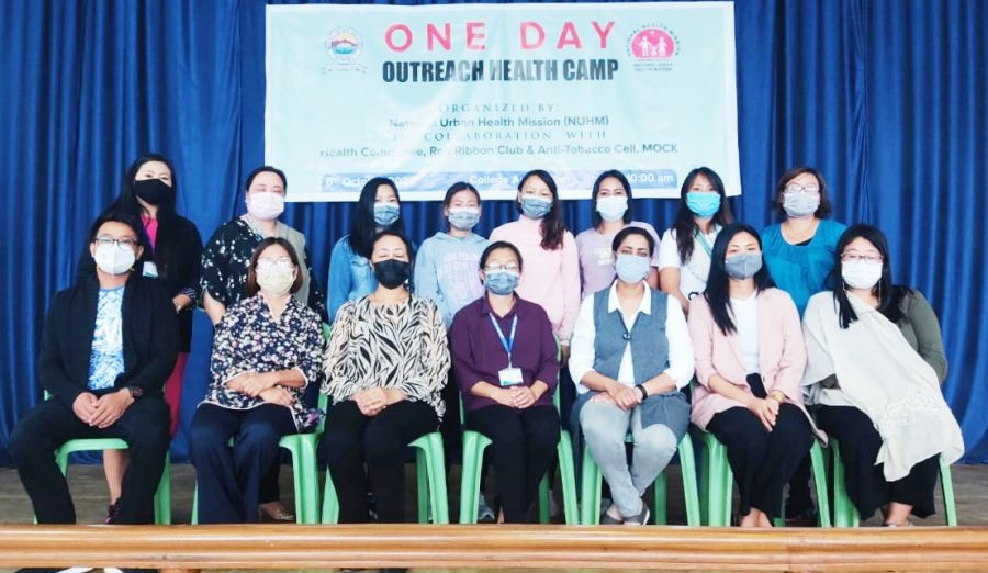 Staff of Health Committee, Red Ribbon Club and Anti-Tobacco Cell of Mount Olive College Kohima along with the medical team during an awareness camp on October 6. (Photo Courtesy: MOC)