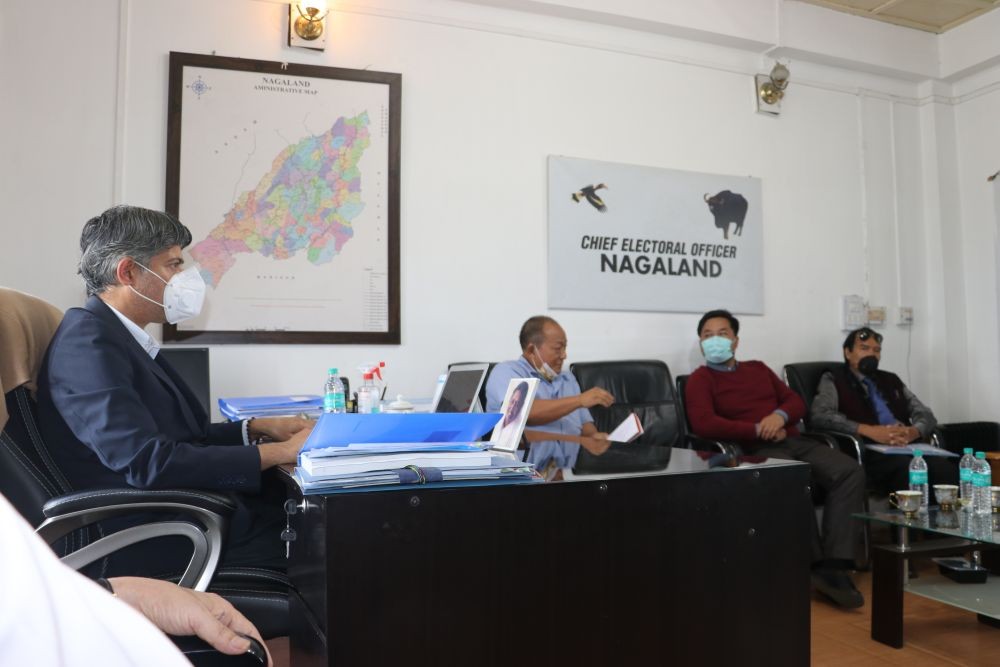 CEO Nagaland V Shashank Shekhar, IAS during meeting with the political parties at his office chamber on October 1.