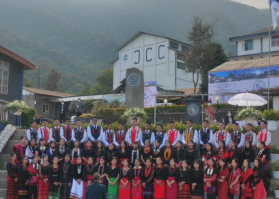 Japfü Christian college choir during the flag hoisting at the 25th anniversary celebration of Japfü Christian College held on November 27. (DIPR Photo)