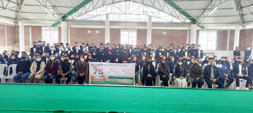 Phase 2 of New India@75 awareness on HIV, TB and Blood Donation campaign held at Modern college, Kohima on November 26. (DIPR Kohima)