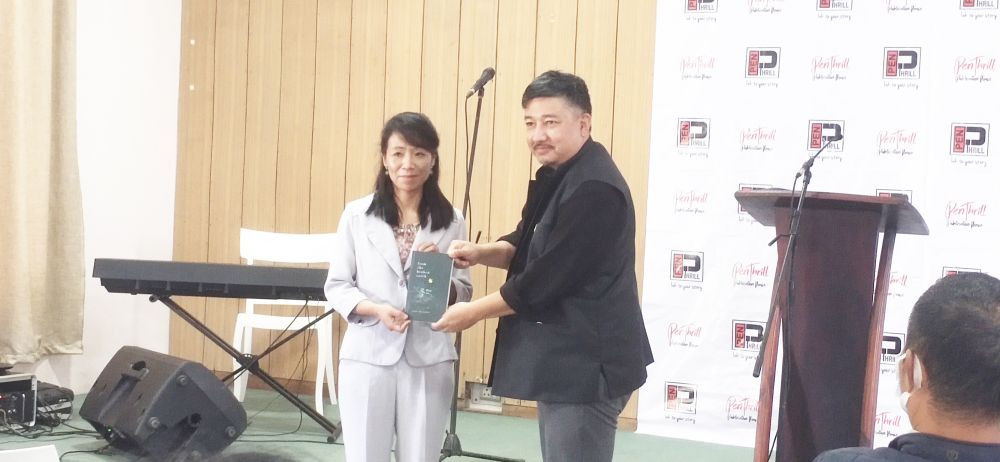 Abu Metha seen with Vishü Rita Krocha during the release of the book ‘From the broken earth’ held in Kohima on November 1. (Morung Photo)