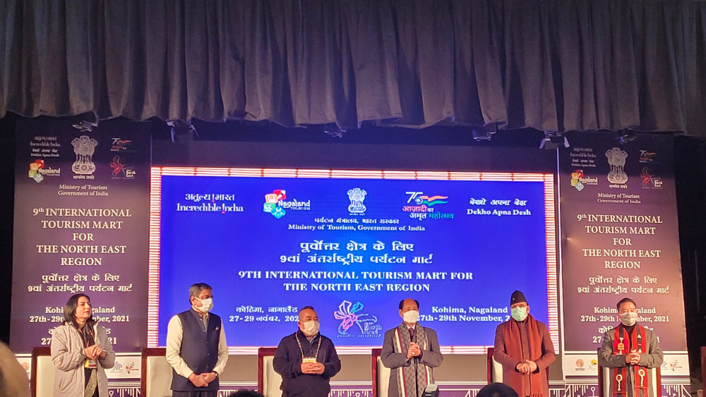 Ajay Bhatt, Neiphiu Rio and others at the inaugural session of ITM in Kohima on November 27. (Morung Photo)