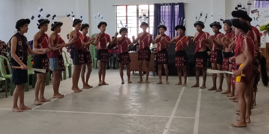 Sumi students perform a cultural dance at Mount Olive College in Kohima on November 20.