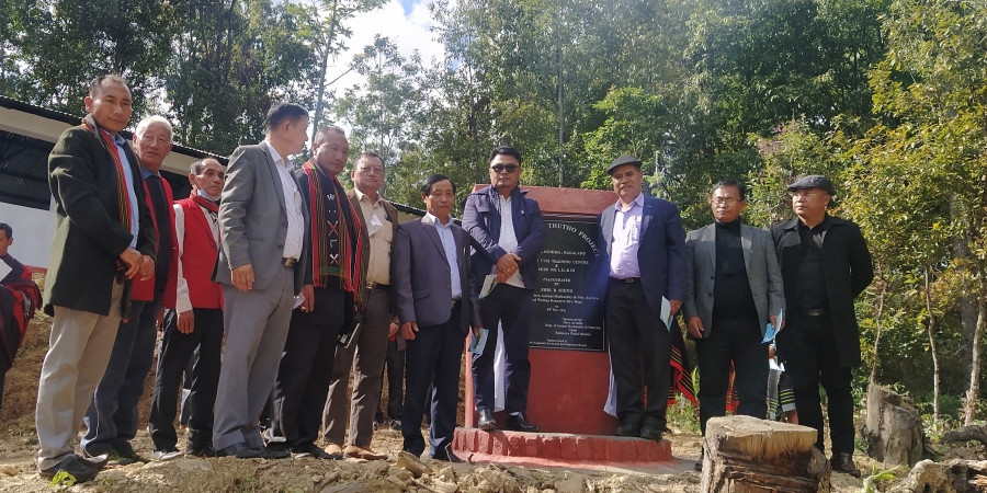 R Khing, Zale Neikha and others during the inauguration community Thutho Project at Kidima on November 29. (Morung Photo)