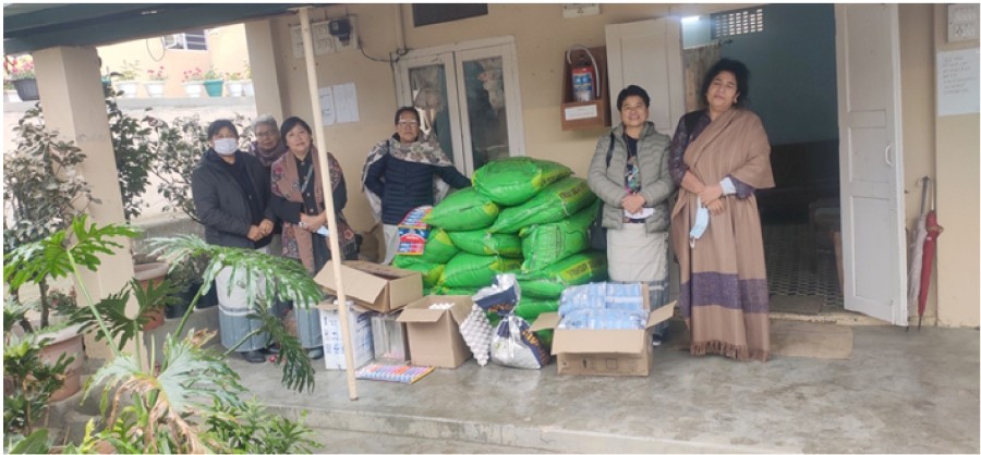 Members of Angami Women Organisation during their visit to Kohima Orphanage on January 24. (Photo courtesy: AWO)