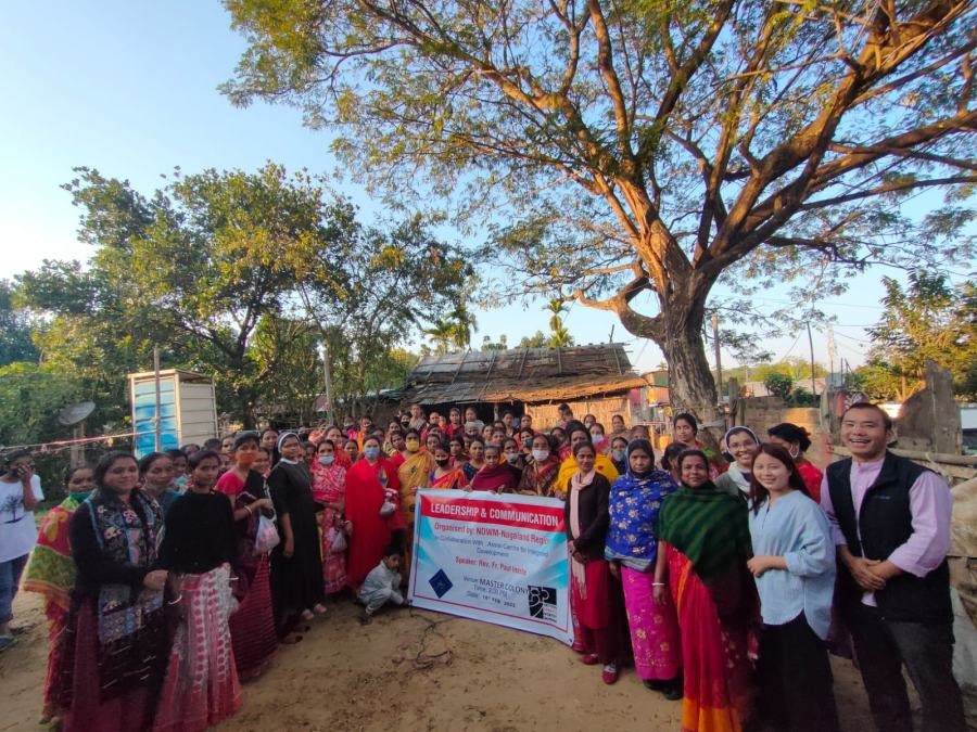 Participants with officials and others during the leadership and communication training programme for registered domestic workers in Master Colony, Dimapur on February 16.