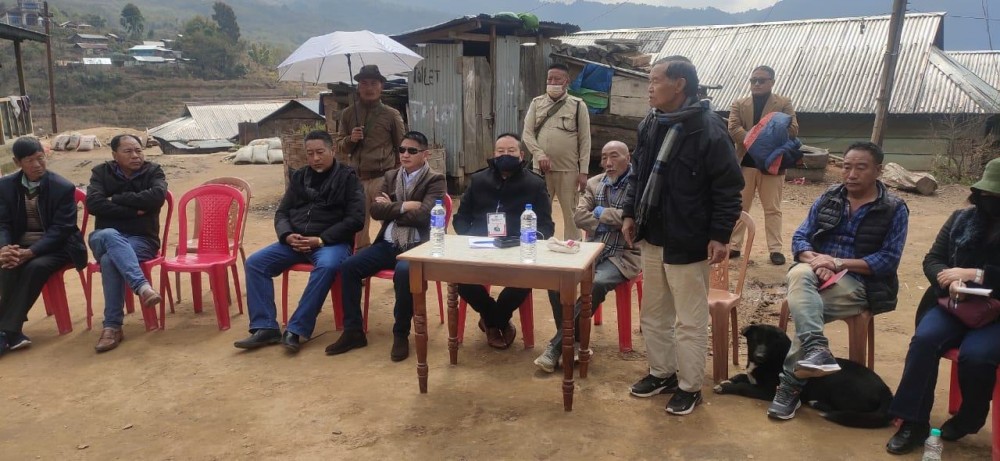 NPF leader, Azo Nienu during a poll campaign at Phuba village under 47 Karong A/C, Senapati district, Manipur on February 22.