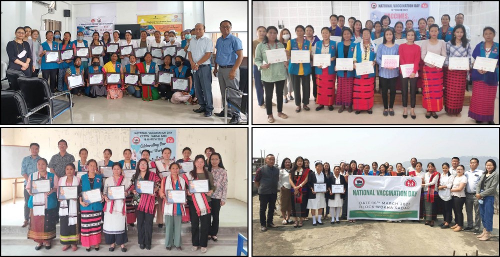 Health workers in Nagaland were felicitated on National Vaccination Day 2022.