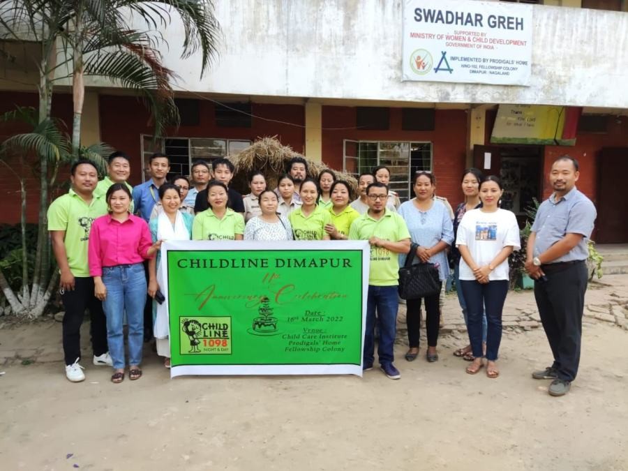 CHILDLINE Dimapur officials, CWC, Women Police and shelter home children of CECS and Prodigals Home on the occasion of 11th anniversary of CHILDLINE Dimapur.