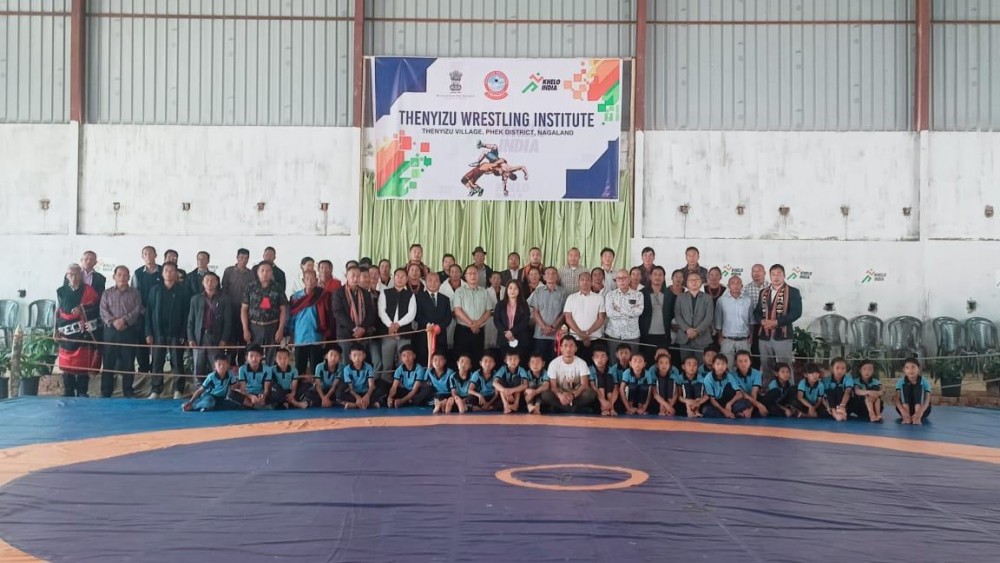 Dignitaries and others during the inauguration of Thenyizu wrestling institute on March 15.