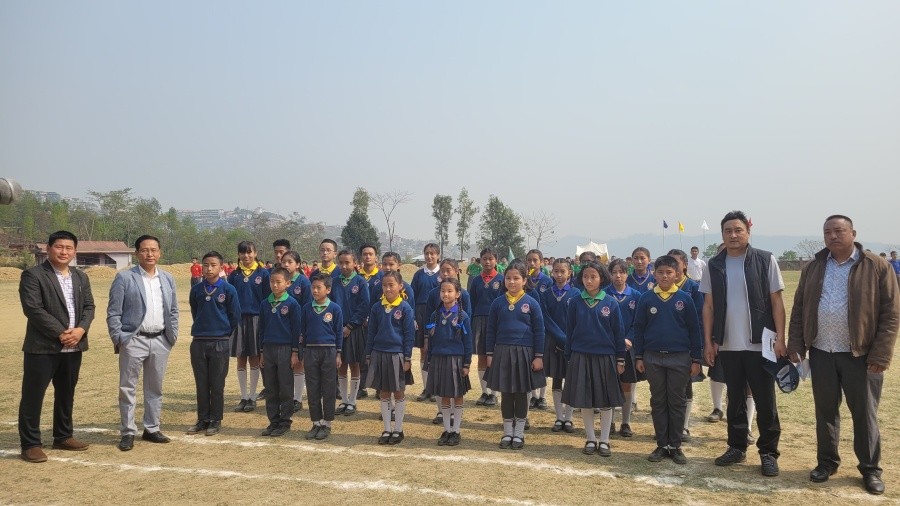 Bokato, Mathew and others during the sports meet of Trinity School Kohima on March 23. (Morung Photo)