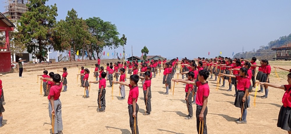 Students during the inaugural of the Government Middle School, Botsa annual sports meet on March 14. 