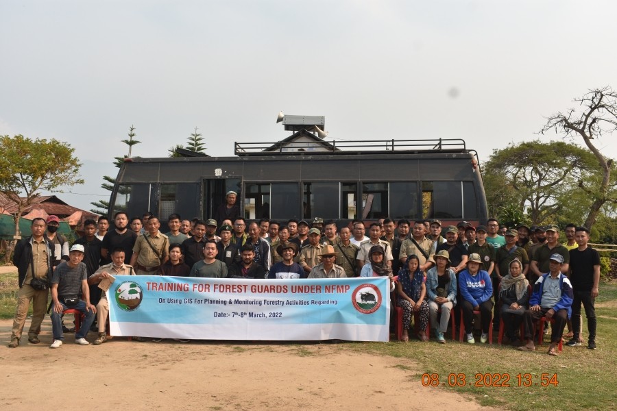 Participants and officials during the training organized for Forest Guards on Nagaland Forest Management Project. (Photo Courtesy: DMU Dimapur, NFMP-JICA)