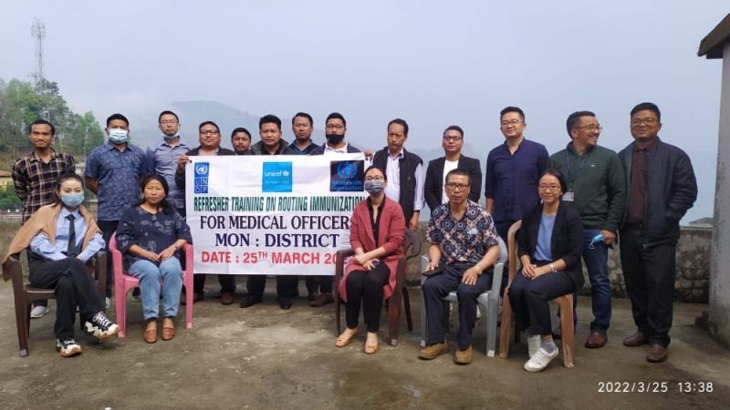 Refresher training on Routine Immunization for Medical Officers was held at the conference hall of CMO office, Mon on March 25. The resource persons were Dr Ritu thurr, SIO, DH&FW, Dr Longri Kichu, RMNCHA, UNICEF, Dr Pangjung Pongen, SBCC, UNICEF, Awele Thurr, PHIC UNICEF and Imli Longkumer RPO, UNDP. The training course were on the overview of Routine Immunization & Strategies to improve RI, National Immunization Schedule (NIS) & FAQs, Cold Chain & Logistic Management, Management of Immunization session, Adverse Event Following Immunization (AEFI), Records, reports & using Data for Action (MCTS/RCH/HMIS/Supportive Supervision/ NCCMIS, Communication plan & Strategy partnering with communities to increase coverage and Injection safely & waste disposal. (Photo Courtesy: CMO Mon)