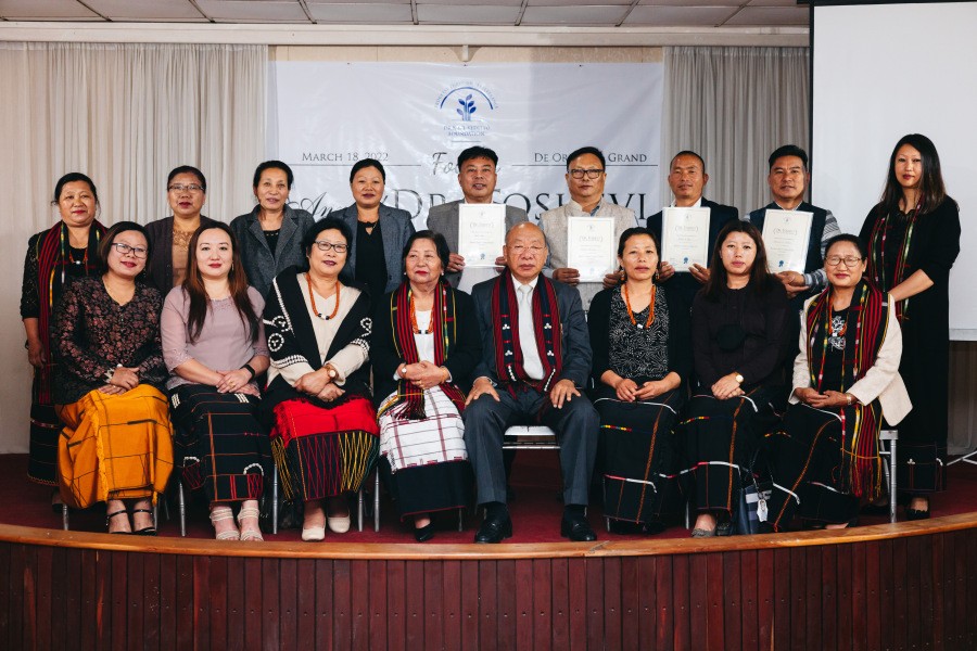 Recipient of the 4th annual Dr Toshevi Sümi Totimi MBBS Award with others during the ceremony held at Hotel De Oriental Grand, Kohima on March 18.