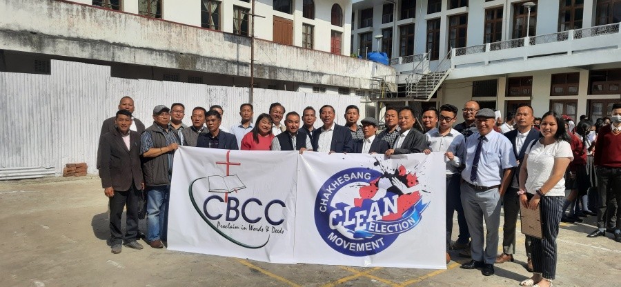 CCEM members during the launching of poster campaign for clean election movement at CBCKMH, Kohima on April 26