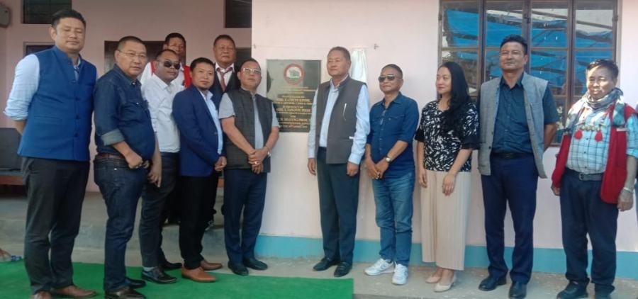 Advisor Kazheto Kinimi along with his colleagues, DC Longleng & EAC Yachem after the inauguration of the new office building. (DIPR Photo)