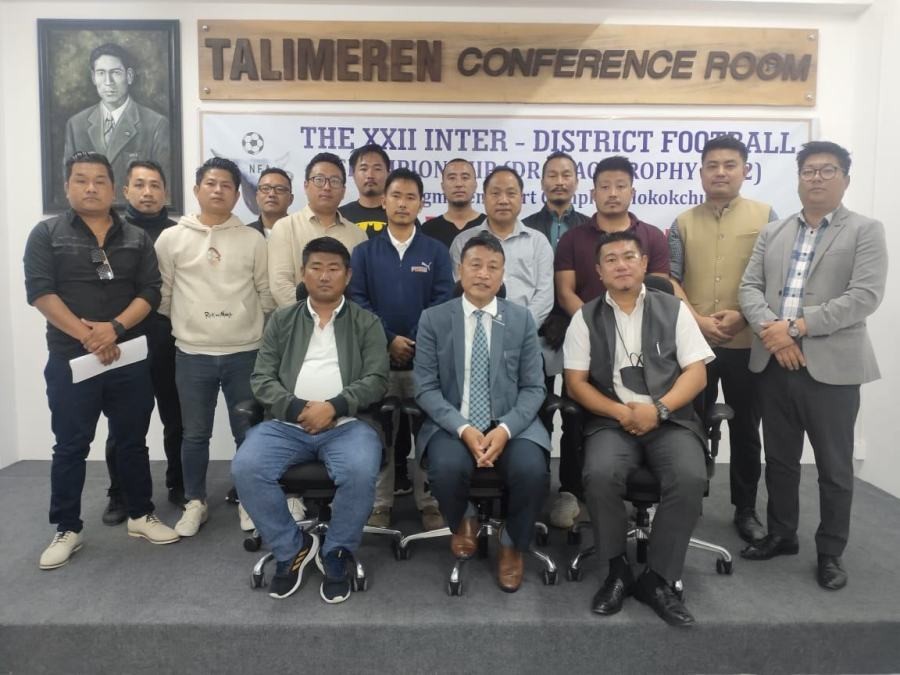 NFA officials with others after fixture draw programme in Kohima on April 9