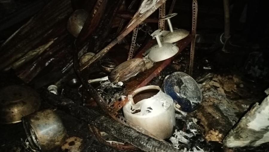 A section of the destroyed property in the aftermath of the fire incident at Lengrijan colony on April 26. (Morung Photo)