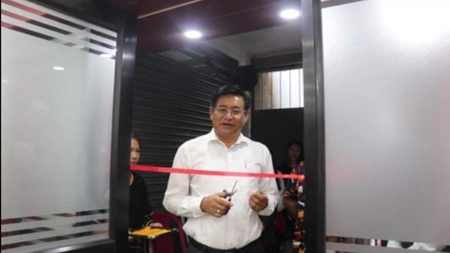 Mhathung Yanthan inaugurates North- East Small Finance Bank in Kohima on April 26.