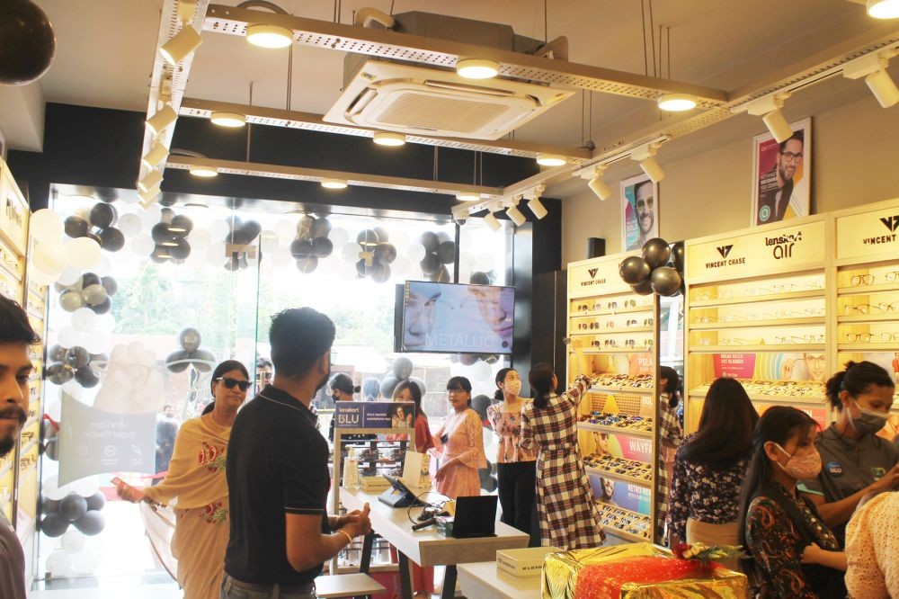 Customers at the newly inaugurated Lenskart store located in 5th Mile, Chümoukedima on April 28. (Morung Photo)