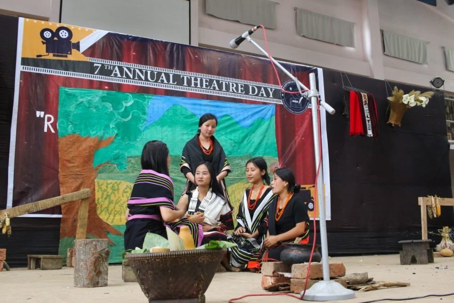 Students participate in 7th annual theatre day of the English Department, St Joseph College (A), Jakhama on April 2. (Photo Courtesy: SJC)