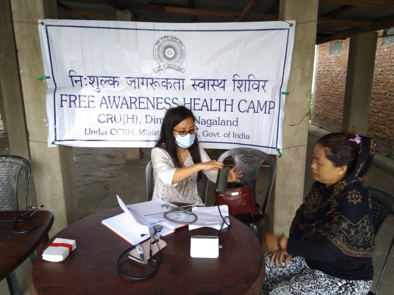 The Clinical Research Unit for Homoeopathy (CRU-H), Dimapur, under Central Council for Research in Homoeopathy, Ministry of AYUSH, Government of India conducted a free Homoeopathic Health Camp at Urban complex Community Hall at Netaji colony, Dimapur on April 22. It was conducted under the guidance of Dr Sivakumar K Officer In-charge, CRU (H) Dimapur. Dr Sentikumla Longkumer, JRF(H) and J Keppen UDC have provided medical services to residents of Netaji colony. Free consultation and Homoeopathic medicines were given to them. (Photo Courtesy: CRU(H) Dimapur)