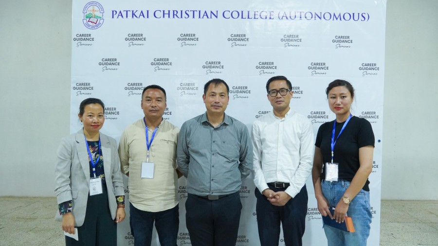 Resource persons with others during the career guidance seminar Patkai Christian College (Autonomous)   held at on April 12. (Photo Courtesy: PCC Mass Comm)