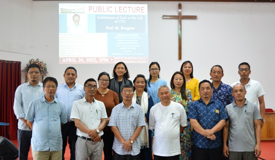 CTC faculty members with Prof M Rongsen (third from left in front row) in the Multi-Purpose Hall, CTC on April 26. (Photo Courtesy: CTC)