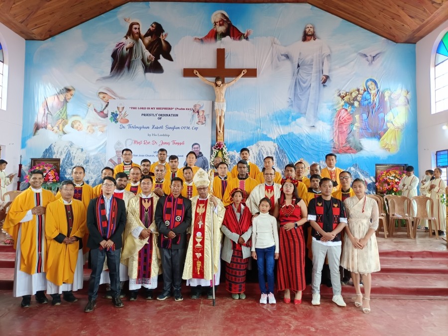 Deacon Thrilongchum Hubert Sangtam was ordained by Most Rev Dr James Thoppil, the Bishop of Kohima on May 5.