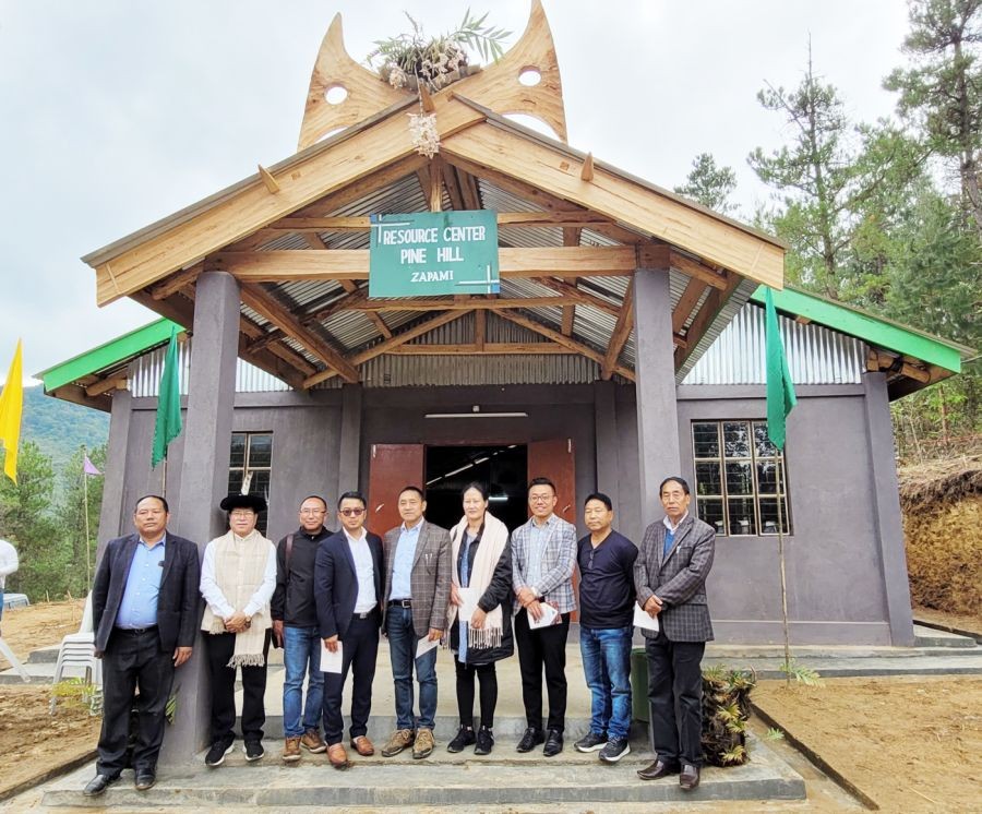 Razukhru Vasa with others during the inauguration of Resource Centre building at Zapami on May 5. (Morung Photo)