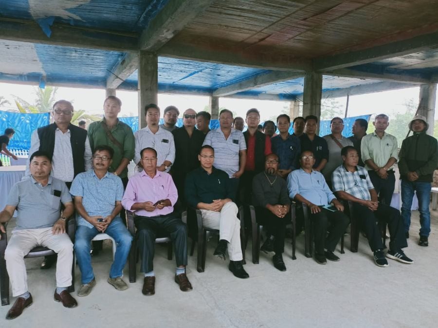 Gen (Retd) Nikki Sumi along with leaders of Dimapur-based Southern Naga civil society organisations during their meeting on May 16.