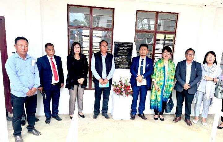 Er Zale Neikha and other dignitaries during the inauguration of the new building of GHS Sakhabama on May 7.