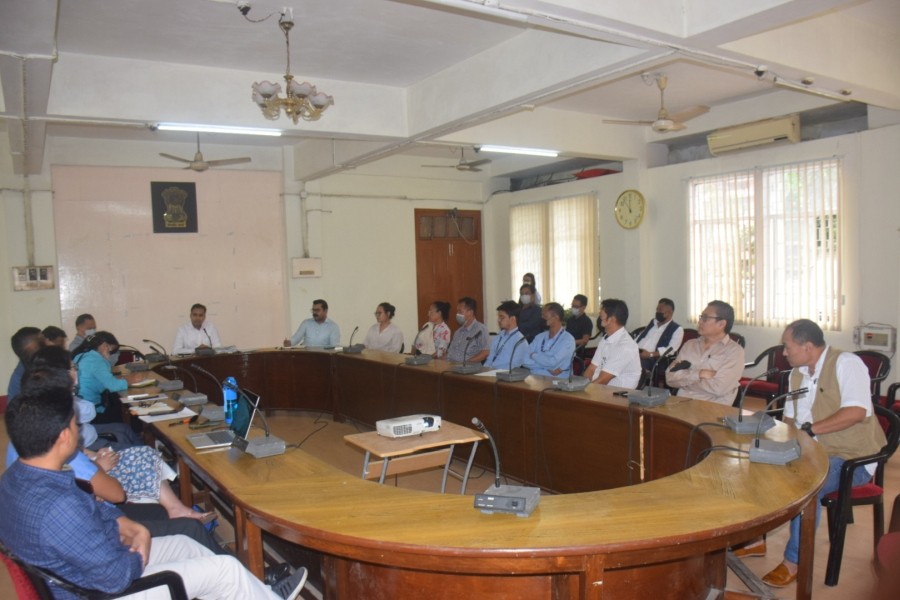 DC Dimapur addressing the joint meeting of Dimapur District Task Force for COVID-19 and DTF for COVID-19 vaccination on May 18. (DIPR Photo)