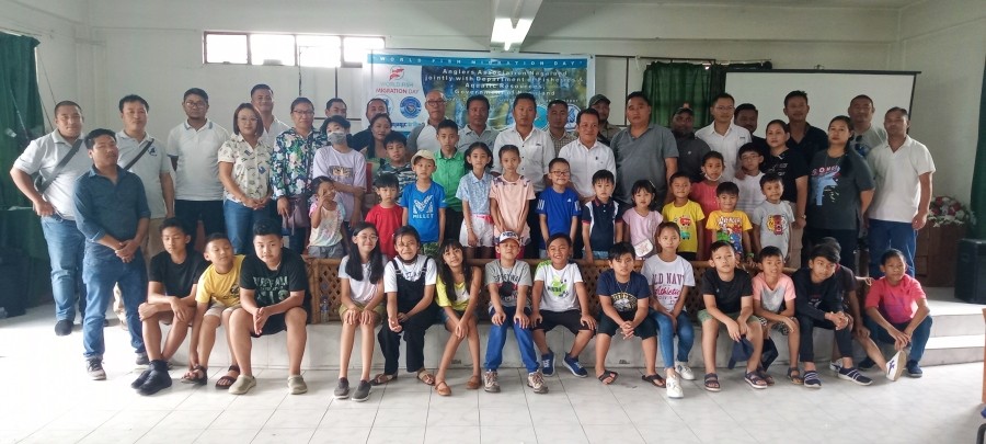 AAN officials with children while observing the World Fish Migration Day 2022 in Dimapur on May 28.