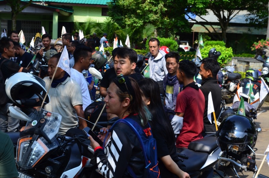 Bikers during the flag off ceremony at WSBAK Centre, Thahekhu Village, Dimapur on May 31. (Morung Photo)