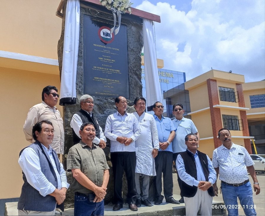 CM Neiphiu Rio inaugurated and unveiled the plaque of the Medziphema Town Community Centre and Medziphema City Centre on May 6. (Photo Courtesy: Twitter)