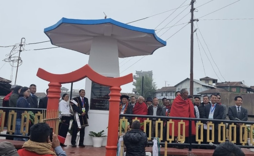 Sachopra Vero along with village leaders after unveiling monolith at Kikruma.