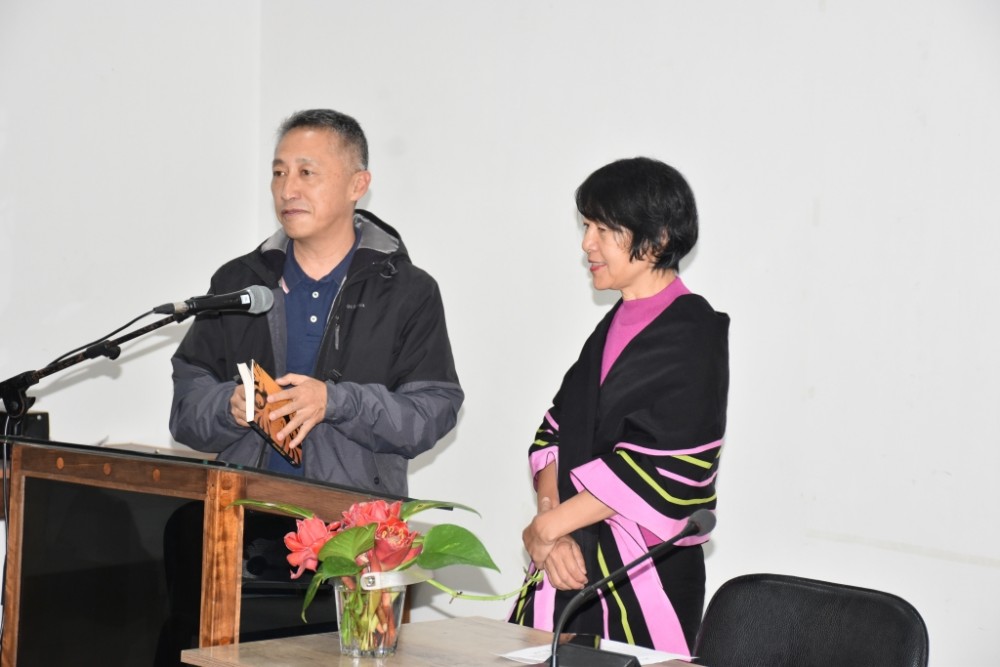 Rev Chingmak Chang releasing Easterine Kire’s ‘Spirit Nights’ at Japfü Christian College, Kohima.
