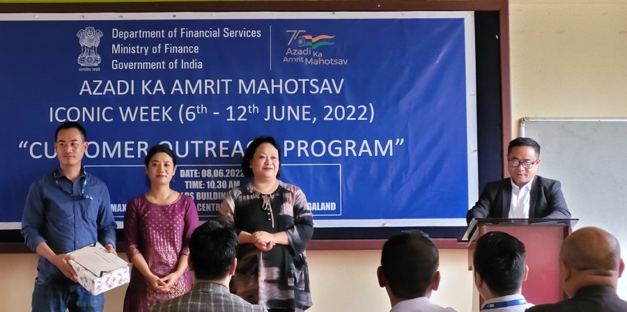 Recognition of bank officers during ‘Customer outreach Program cum Financial Literary camp’ in Kohima on June 8. (Morung Photo)