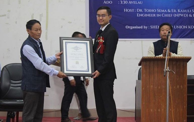 Er Viku L Achumi, first person from Shena Old village to have successfully cracked UPSC civil services examination was felicitated during a programme held in Kohima on June 6.