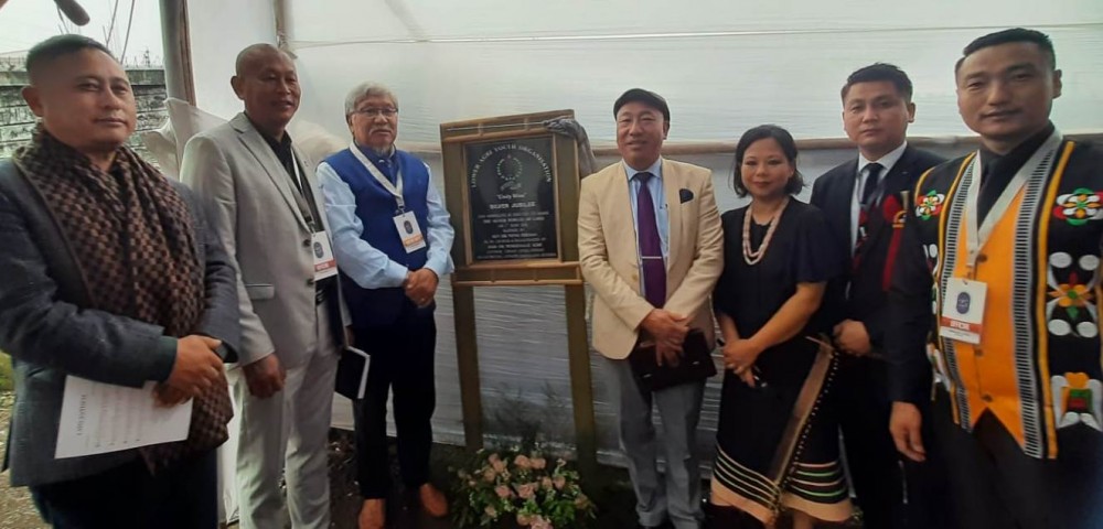 Dr Nicky and others after unveiling of monolith of LAYO silver jubilee in Kohima on June 1. (Morung Photo)