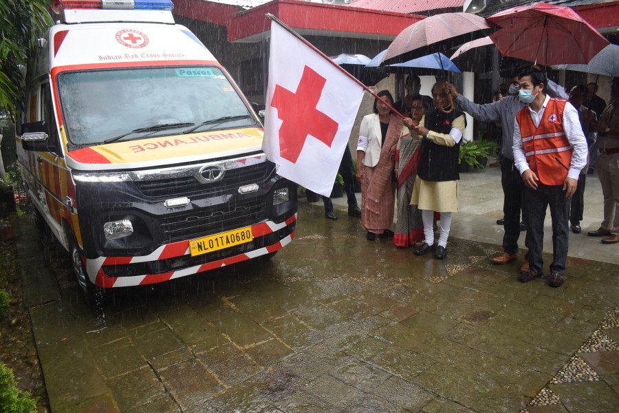Governor Prof. Jagdish Mukhi flag off basic life support ambulance in Kohima on June 8. Morung Photo