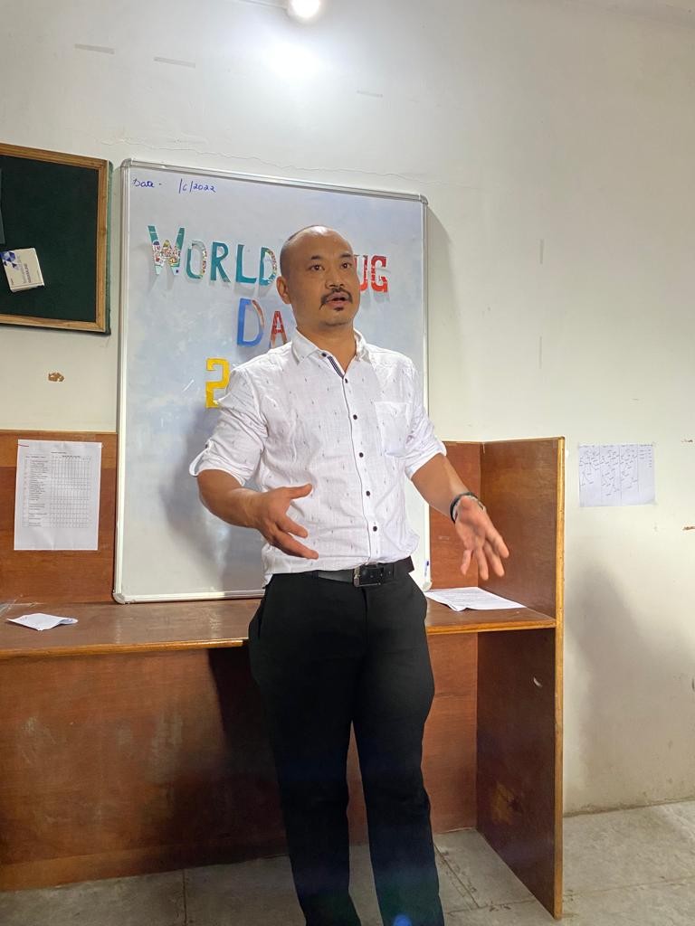 Ketho Angami speaking during the observance of World Drug Day at Kohima on June 24. (Morung Photo)