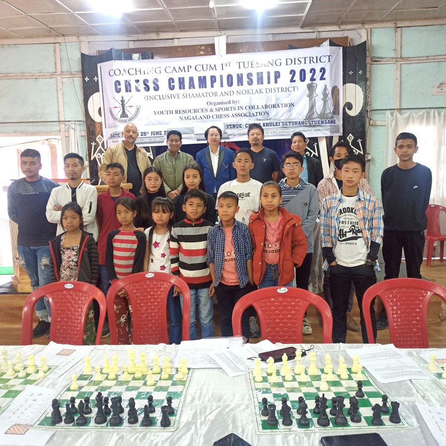 The Department of Youth Resources and Sports, Government of Nagaland in collaboration with Nagaland Chess Association organised its first ever coaching camp cum 1st Tuensang District Chess Championship for Shamator and Noklak districts at CKS hall, Tuensang from June 22 to 25.